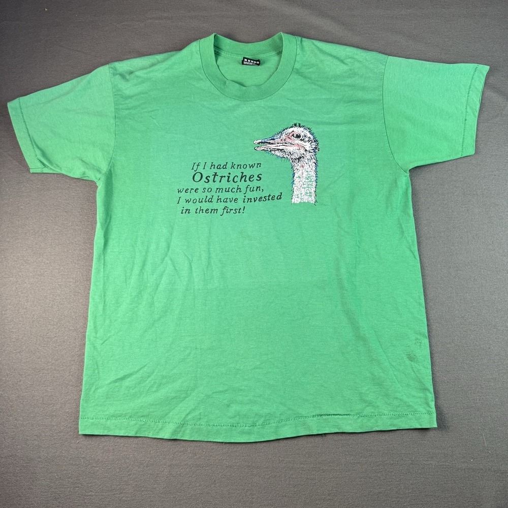 Vintage 90s Single Stitch Ostrich Humor Graphic T-Shirt Fruit of the Loom XL